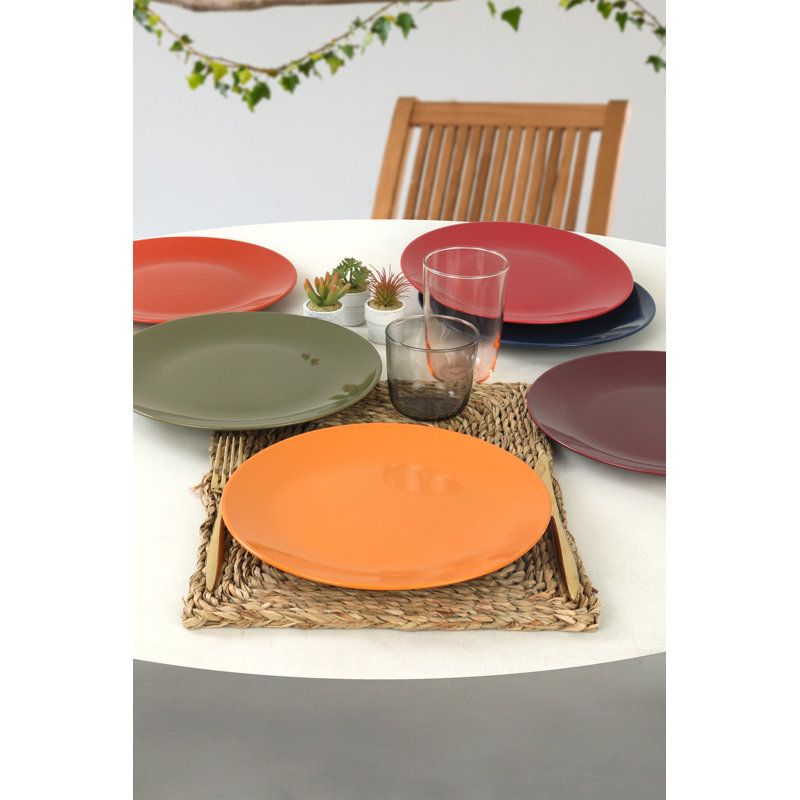Premium Ceramic Stoneware Service Plate Set (6 Pieces), 10.2 Inches | 100% Antibacterial, Easy-Clean, Thermal Shock Resistant | Dishwasher & Microwave Safe, Ideal for Elegant Dining & Everyday Use