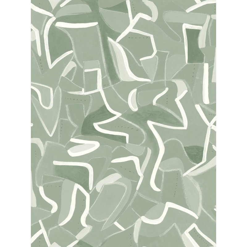 10m x 60cm Jigsaw Wallpaper Roll, Green/White