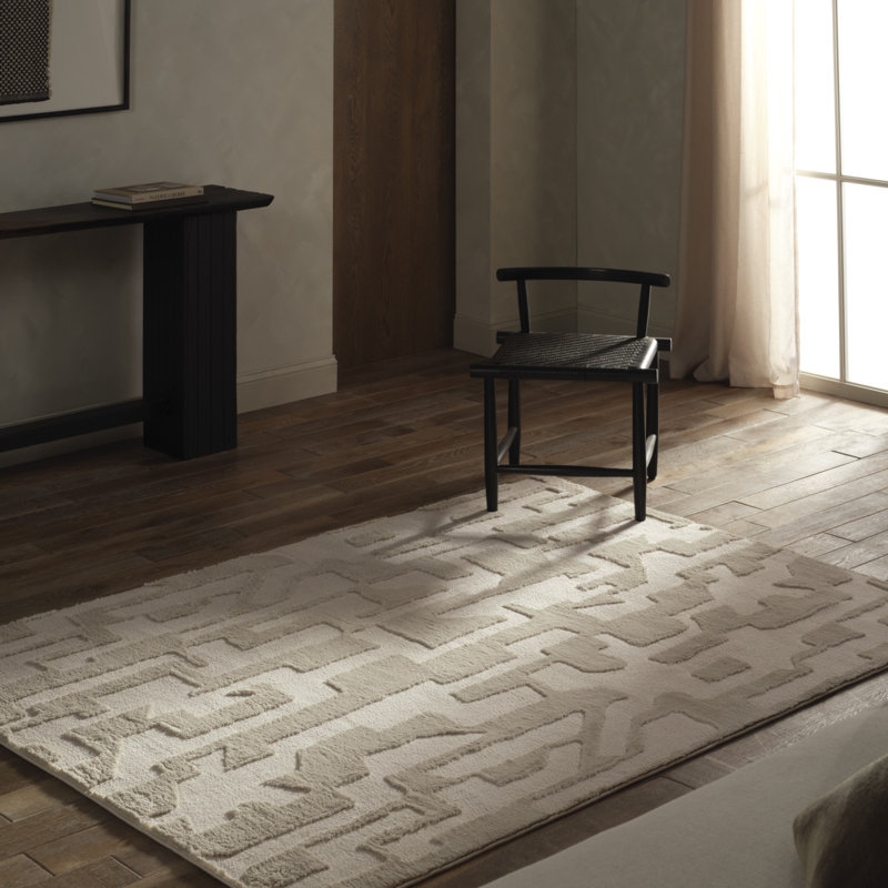 Cithlali Abstract White Area Rug, Rectangle 8'10" x 12'