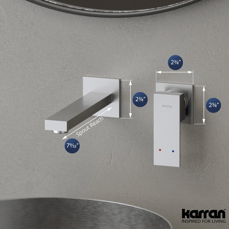 Robinet de salle de bain mural à poignée simple Karran Alberton KBF620, Acier inoxydable