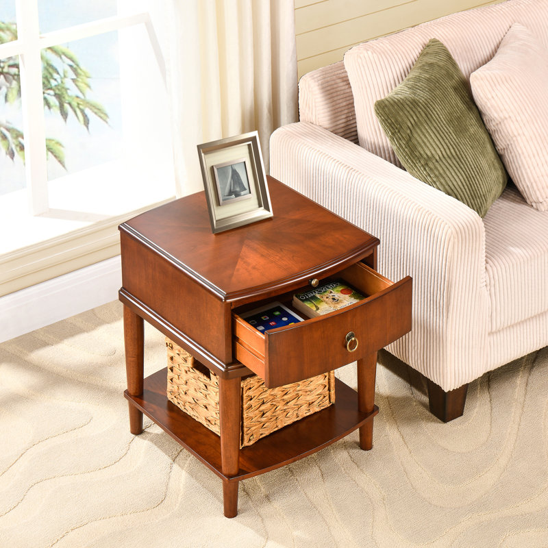 Table d'appoint en bois de qualité supérieure avec tiroirs et tablette (ensemble de 2)