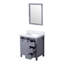 Meuble-lavabo gris foncé avec comptoir en marbre Miroir, meuble-lavabo spacieux avec tiroir 30 W, plateau et teinture, grand