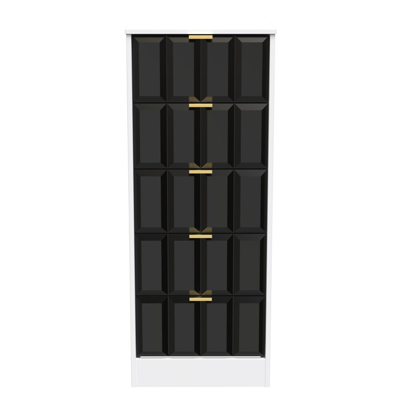 Arnesto 45cm W Manufactured Wood Bedside Table, Deep Black/White Matt