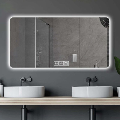 Miroir de salle de bain à DEL avec fonction désembuage à une touche