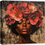 «Elegance Red Floral Crown», chambre à coucher rétro, œuvre d'art classique sur toile encadrée-107907431-107907432