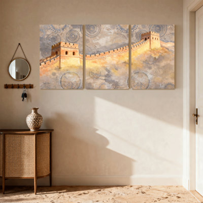 Fashion Great Wall Ancient Patterns Artwork Canvas Print Set of 3 Canvas Wall Art Prints