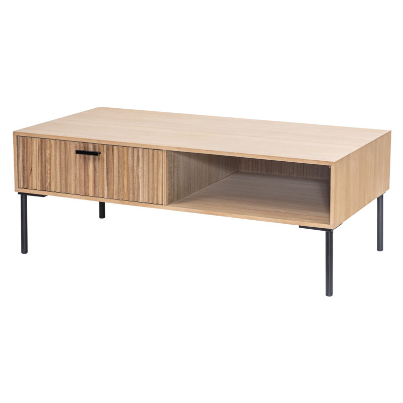 Vanness Solid Wood and Metal Coffee Table