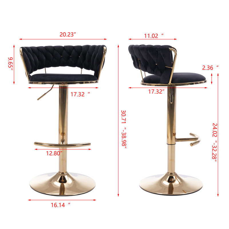 Tabourets de bar réglables et pivotants en velours pour les cuisines modernes