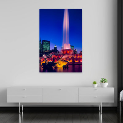 Buckingham Fountain at Night, Grant Park, Chicago, Illinois, États-Unis, art contemporain abstrait, art mural de la ville
