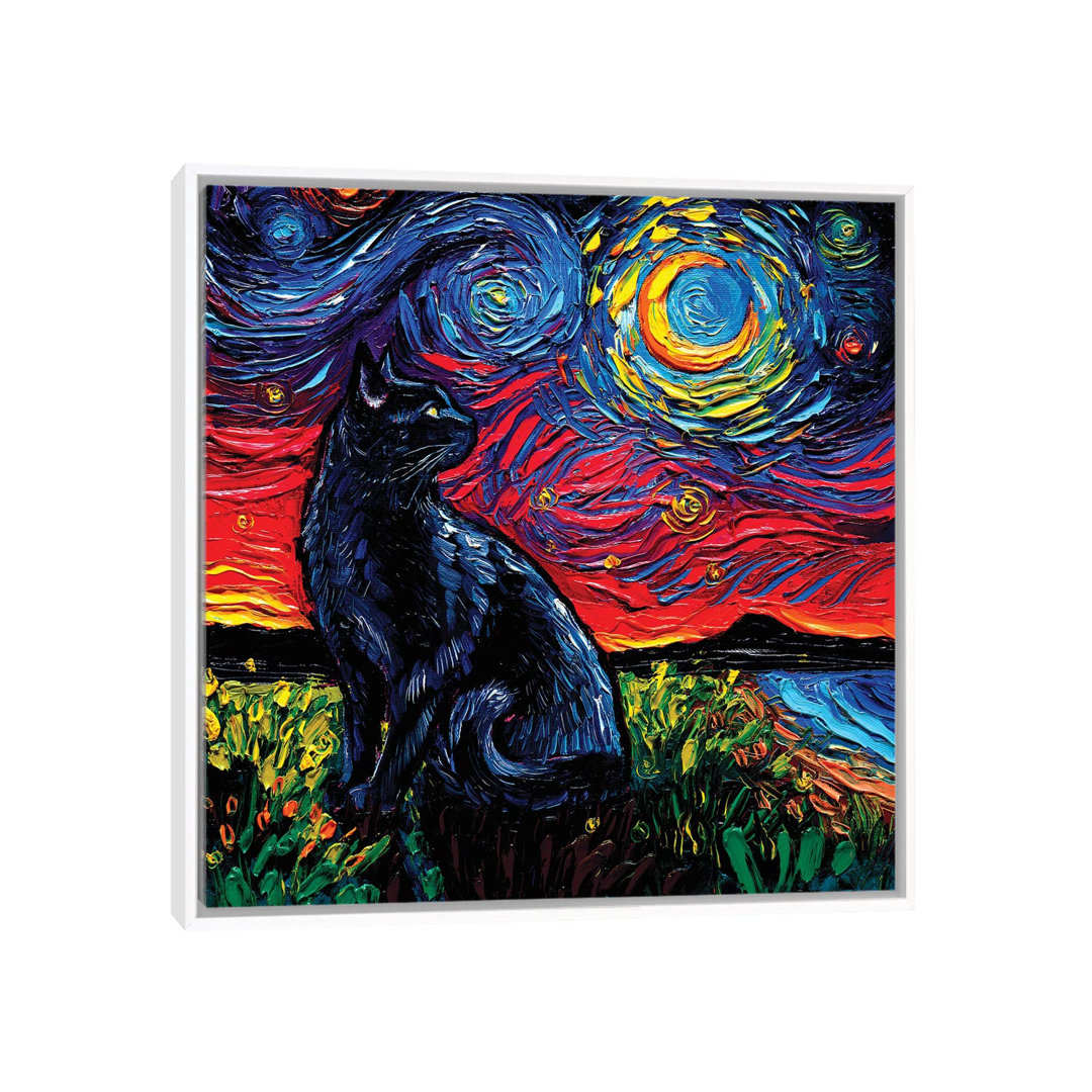 " Black Cat Night II " by Aja Trier East Urban Home Mat 