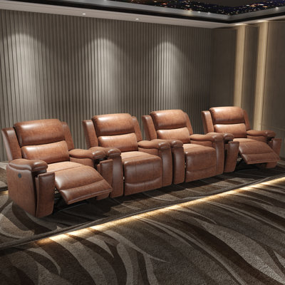 Nebraska 37" Wide Leather Power  Hometheater Chair With Hidden Cup Holder 