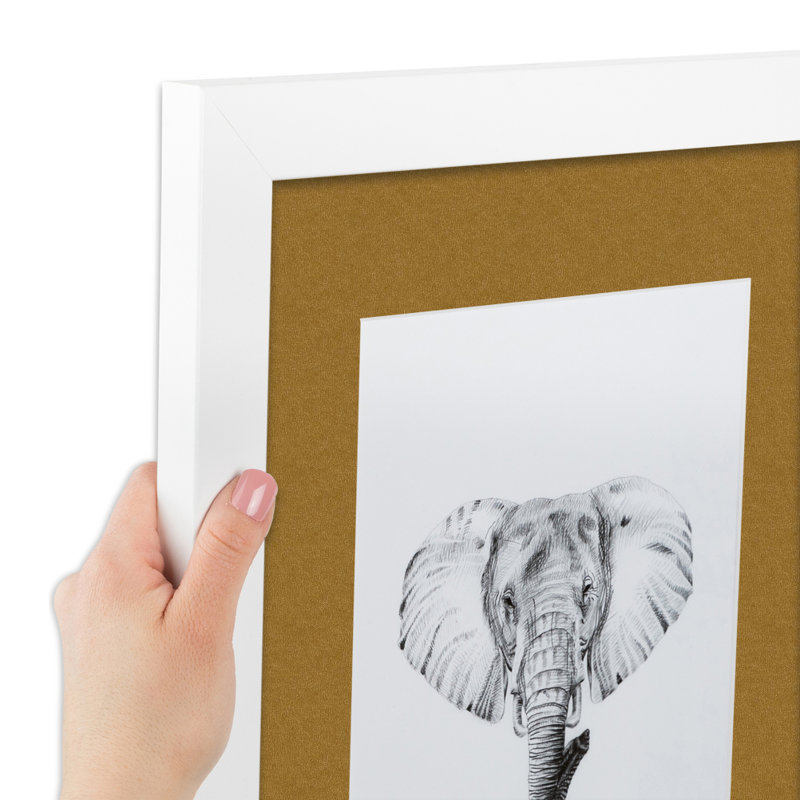 8x10 White Wood Wall Picture Frame with El Dorado Mat