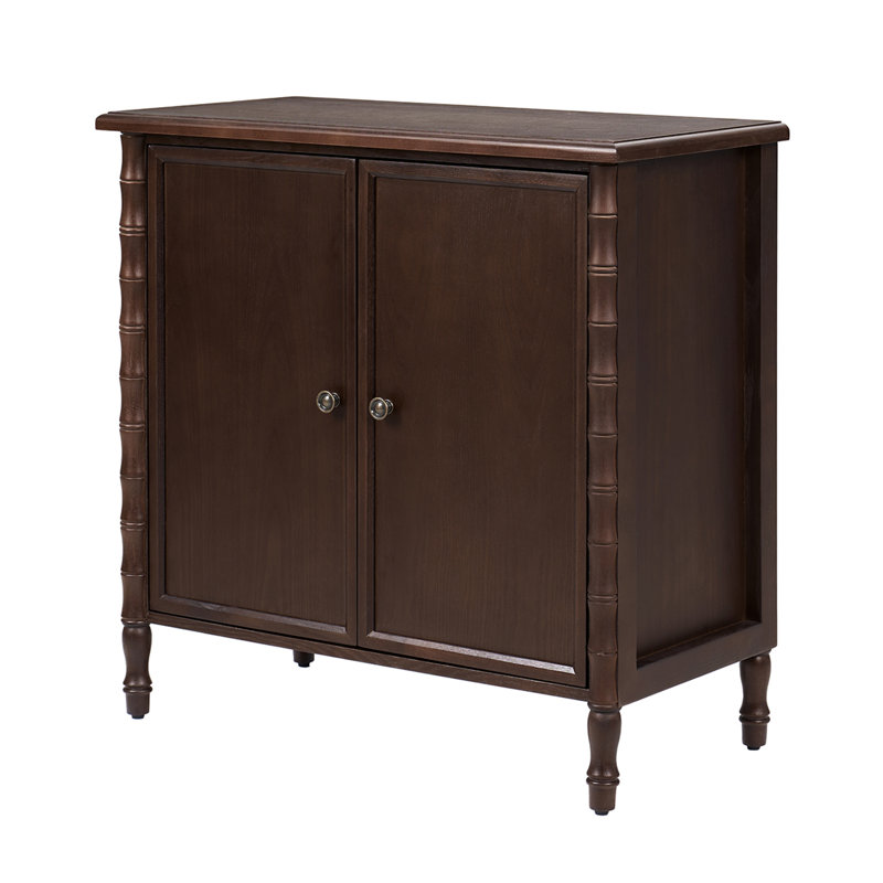 Armoire incurvée de rangement transitionnelle à 2 portes de l 32 po Lucious, Chêne