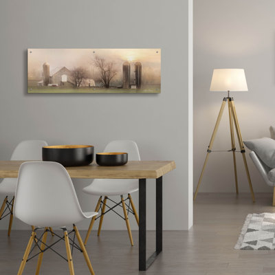  «Old Stone Barn» par Lori Deiter, art mural en verre acrylique, 48 po x 16 po