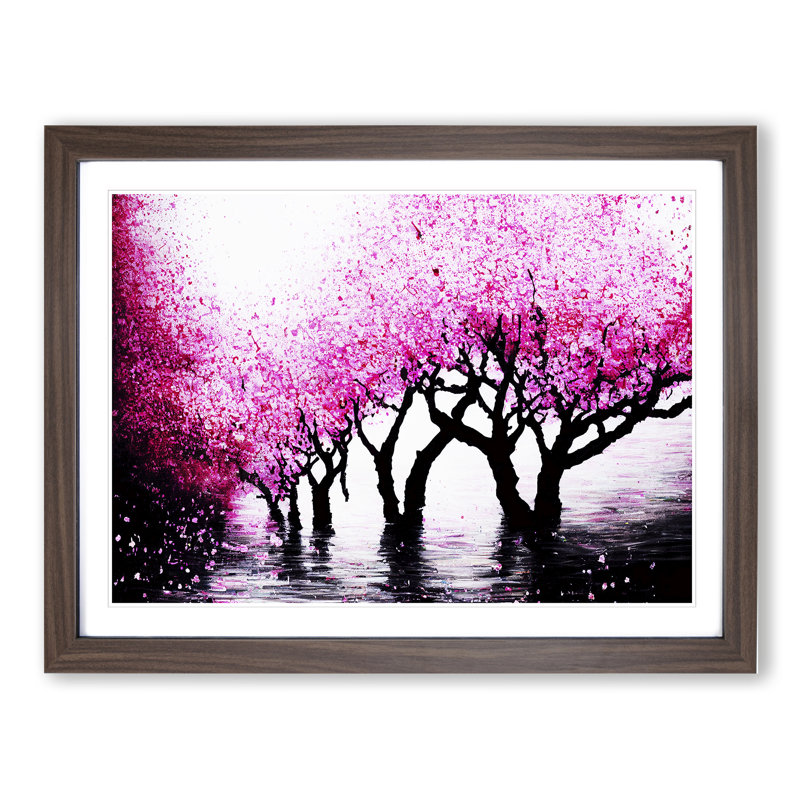 Cherry Blossom Tree - Single Picture Frame Painting, 34cm H x 46cm W x 2cm D, Walnut