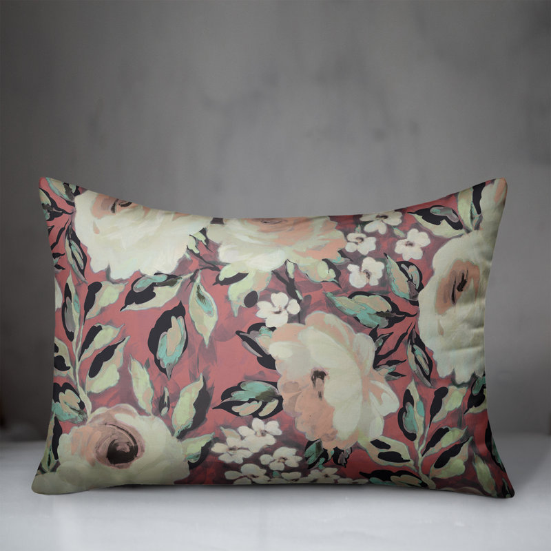 Floral Outdoor Throw Pillow, Pink