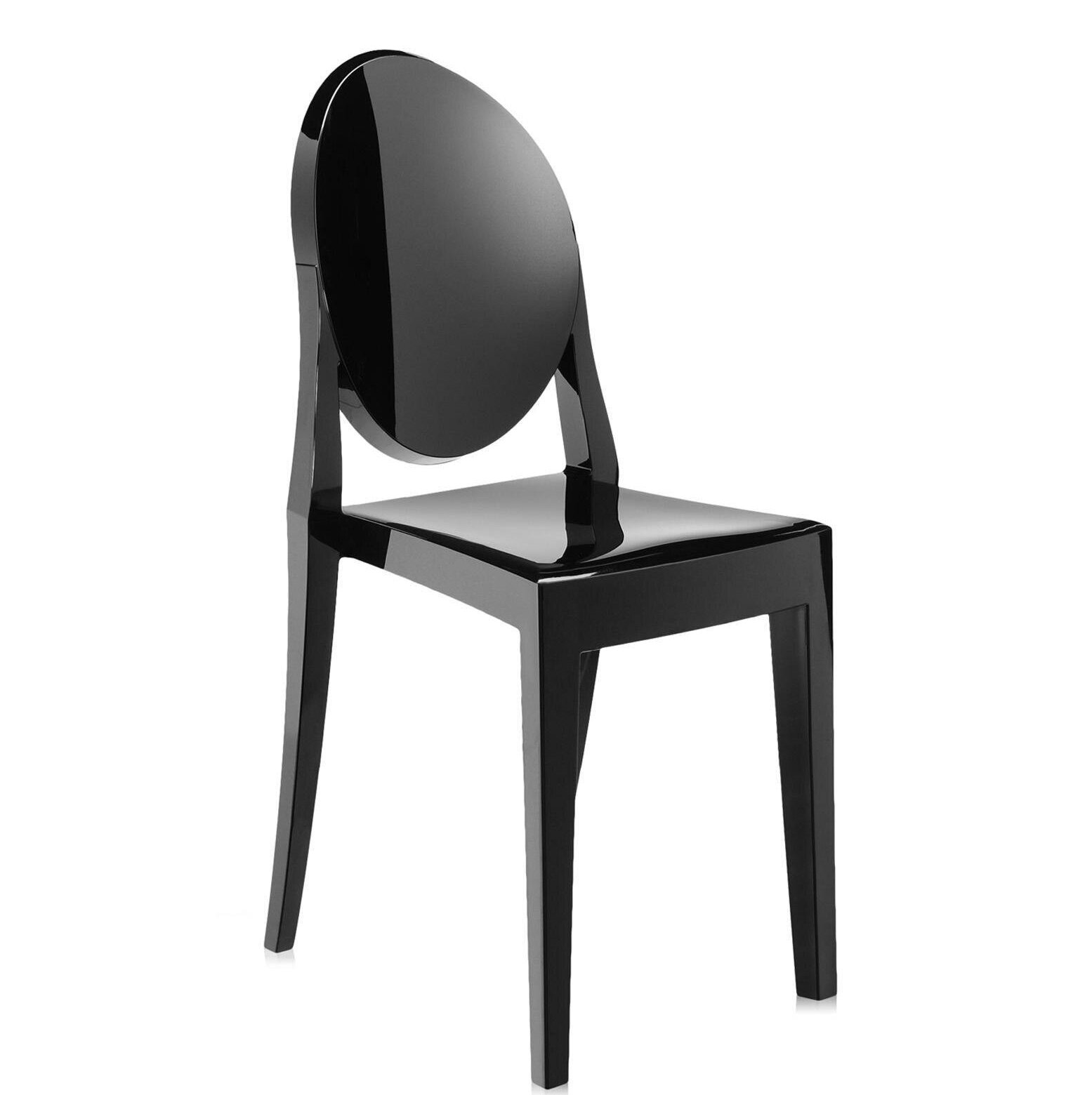 Ghost Stackable Patio Side Chair, Glossy Black
