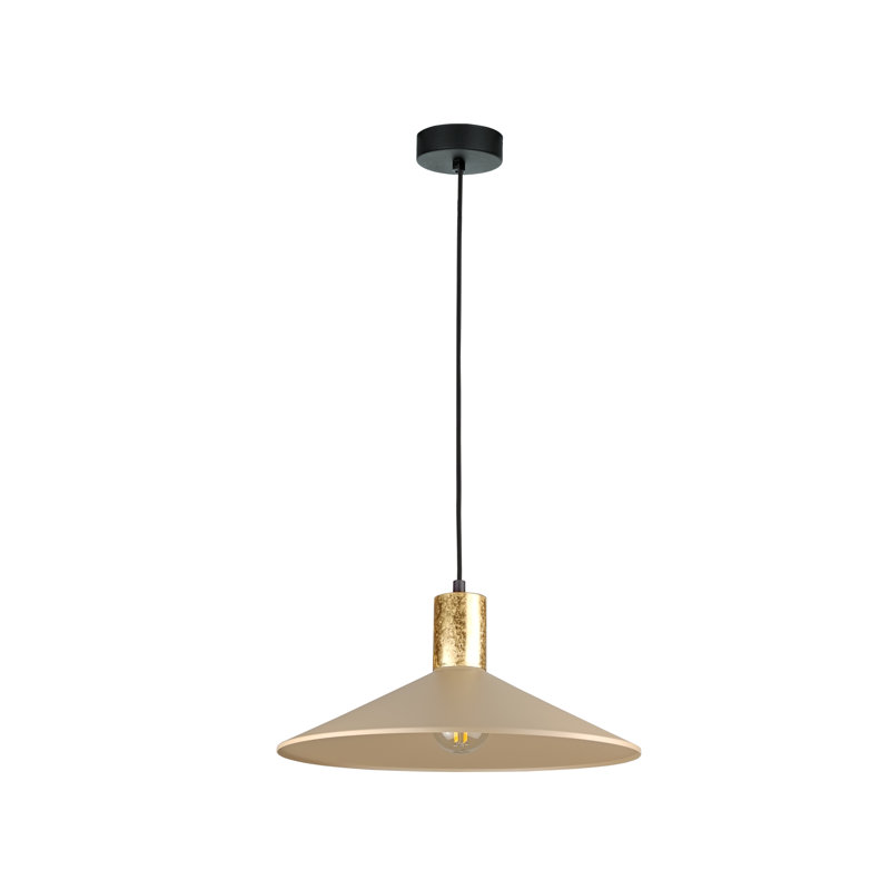 1 - Light Matte Black Dome Pendant, Gold/Latte