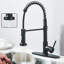 Robinet d'évier de cuisine noir mat avec robinet rétractable 1 poignée avec couvercle