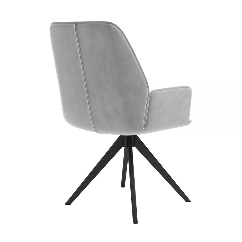 Angola Velvet Upholstered Swivel Dining Chair, Grey