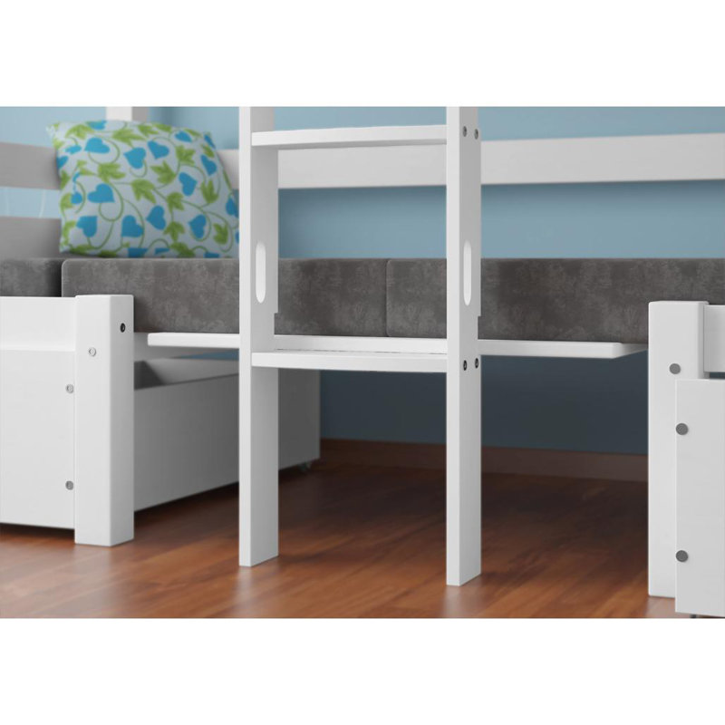 Junius European Single (90 x 200 cm) Solid Wood Bed, White
