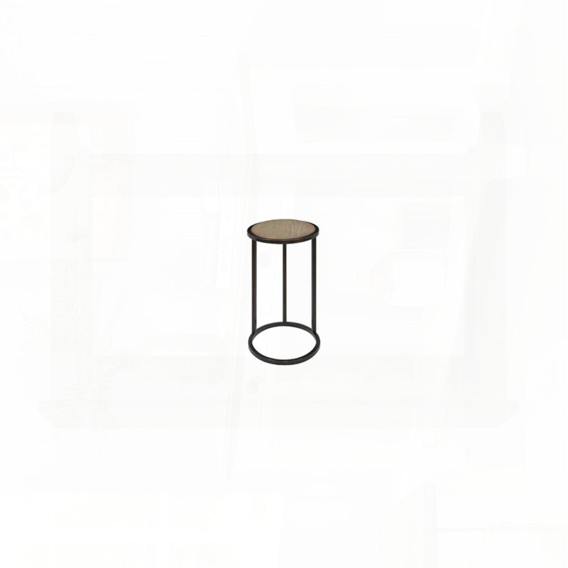 Table d'appoint en métal et bois avec finition caramel