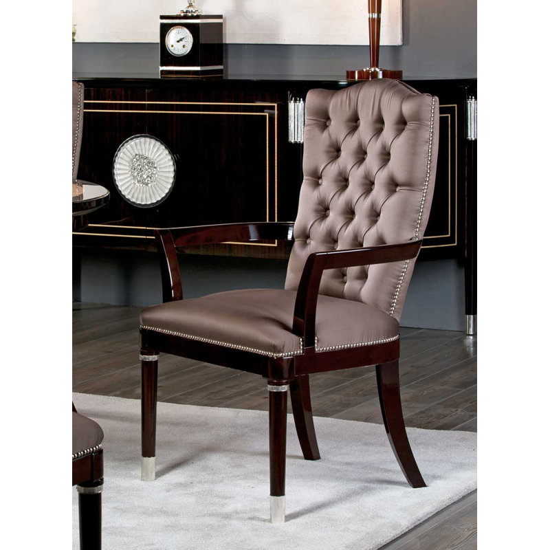 Tufted Upholstered Arm Chair in Brown