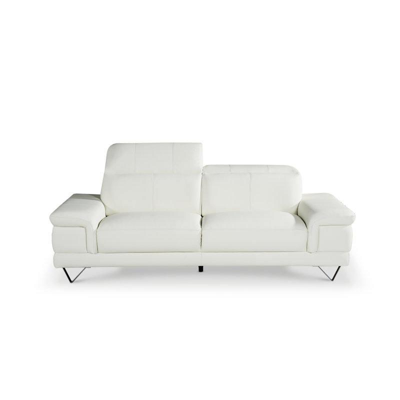 Sofa, 3, White Genuine Leather