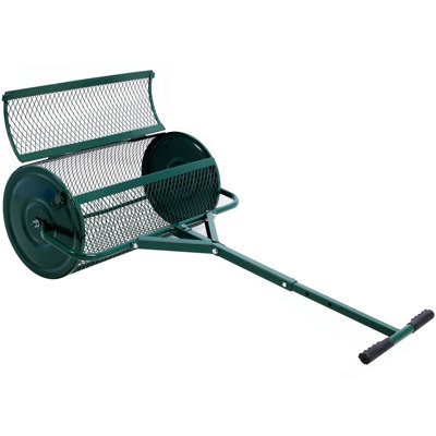 Peat Moss Spreader 24Inch,Compost Spreader Metal Mesh,T Shaped Handle For Planting Seeding,Lawn And Garden Care Manure Spreaders Roller
