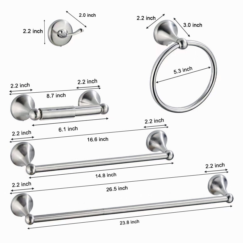 8 - Piece Bathroom Hardware Set, Brushed Nickel