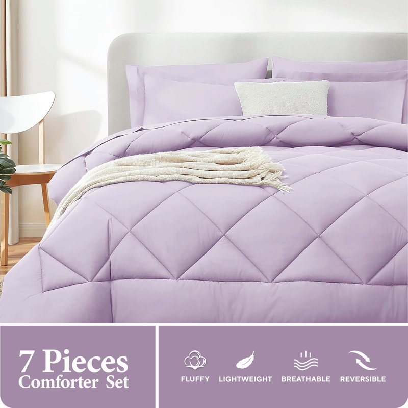 Twin Light Purple Microfiber Reversible Bed in a Bag Set