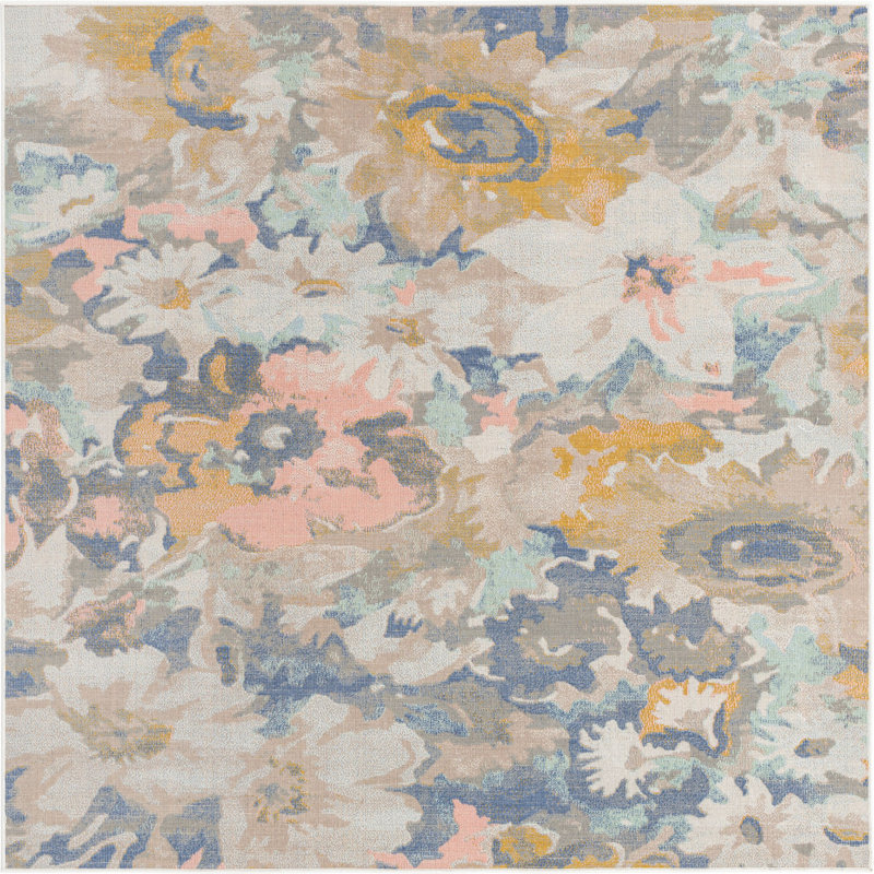 Floral Indoor Rug, Square 6'