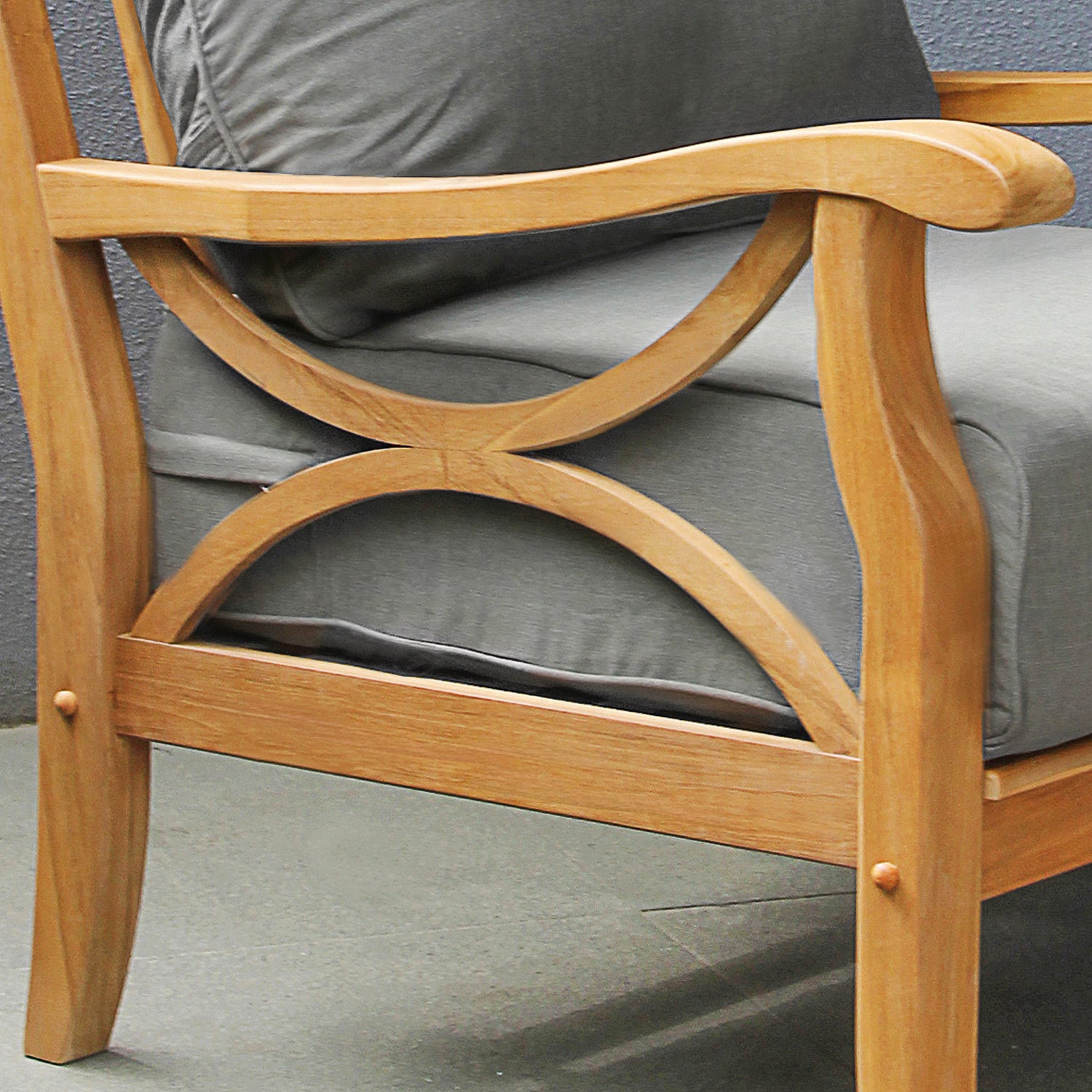 Brunswick Teak Patio Lounge Chair, Natural, Gray Performance Olefin