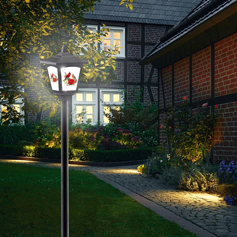 Ensemble de 2 lampadaires de Noël rétro à énergie solaire de 40 pouces, lampadaire solaire pour jardin, pelouse, oiseaux