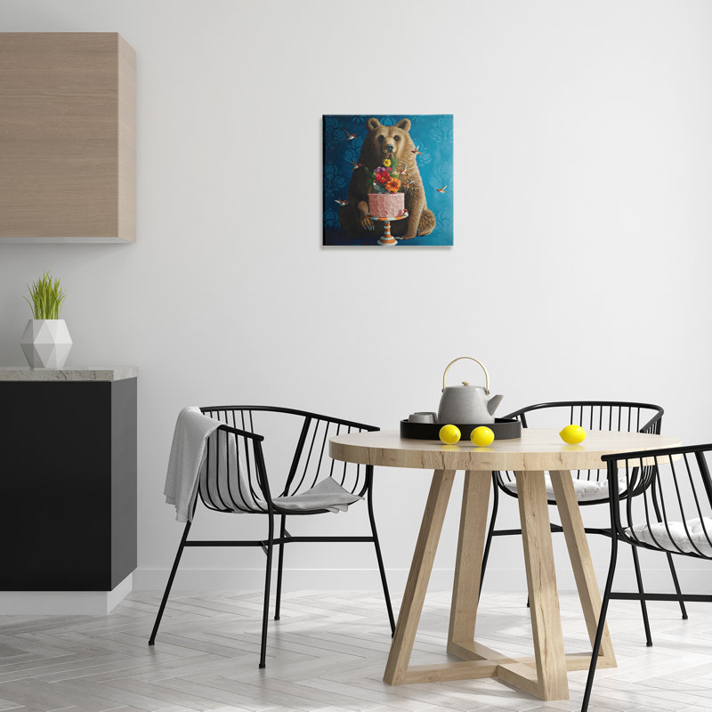 Bear with Sweet Dessert Cake Canvas, design by Heather Gauthier, 17" H x 17" W