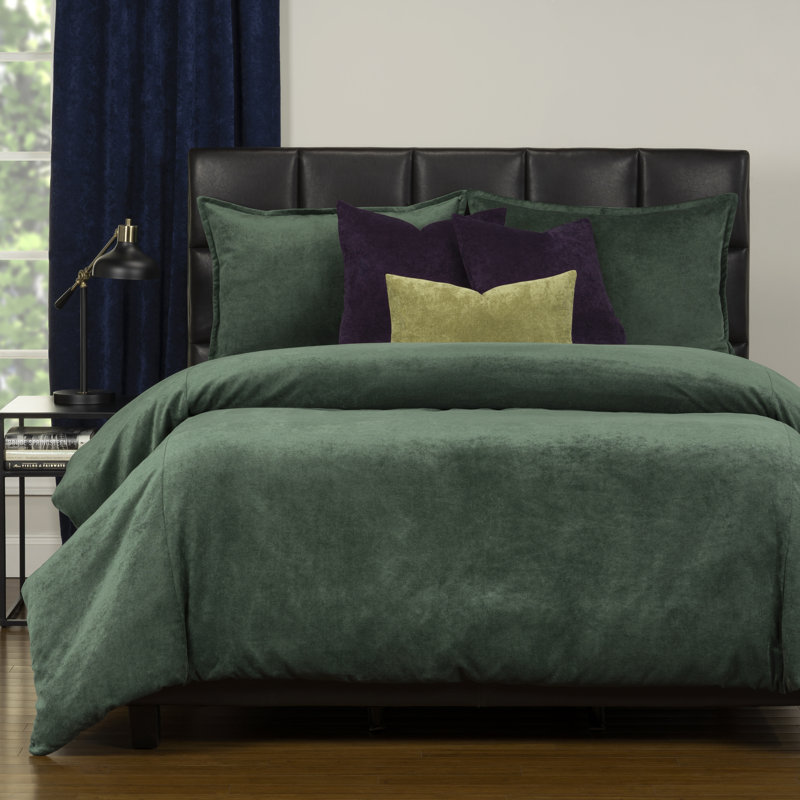 Polyester Channel Duvet Cover & Insert, Emerald, Full/Double Duvet Cover + 6 Additional Pieces