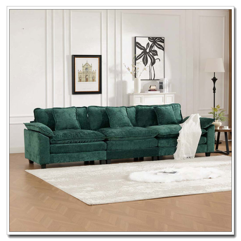 Canapé en chenille 3 places, 3, Vert