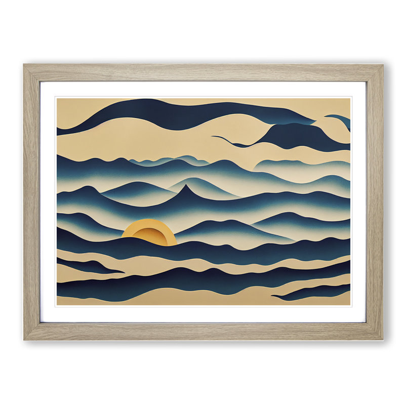 Abstract Ocean Wave Vol.2 - Framed Print, 25cm H x 34cm W x 2cm D, Oak