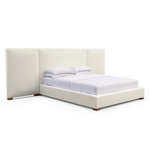 Upholstered Bed, Box Weave Linen Black Jack, Weathered, Twin