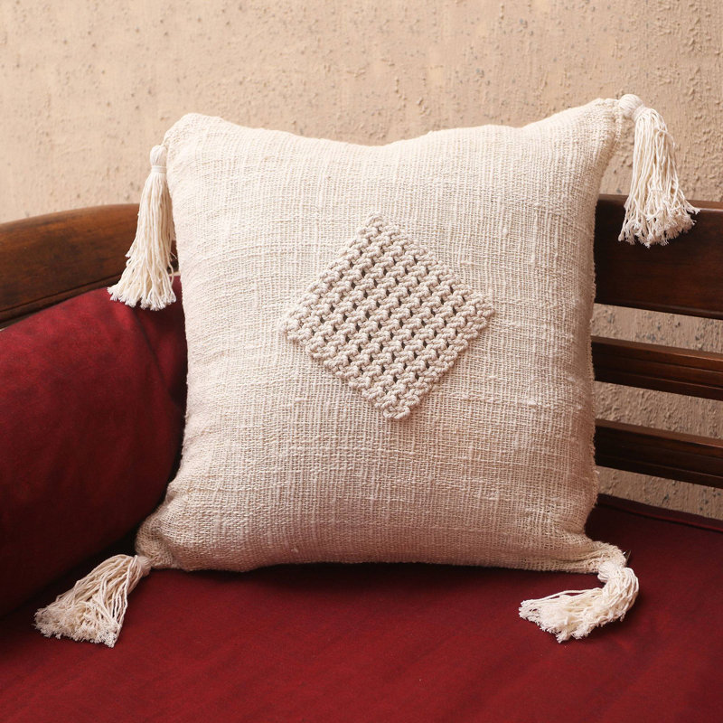 Housse de coussin en coton tissé Novica