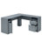 Functional L-Shape Desk with Storage, Grey