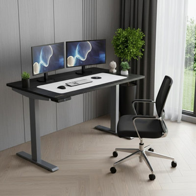 60" Adjustable Brown and White Stainless Steel Computer Desk