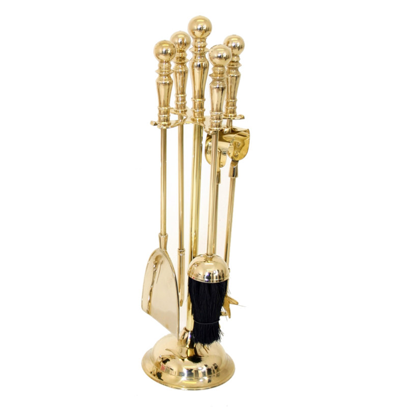 Hatem Brass Fireplace Tool Set, 49cm H x 13cm W x 13cm D