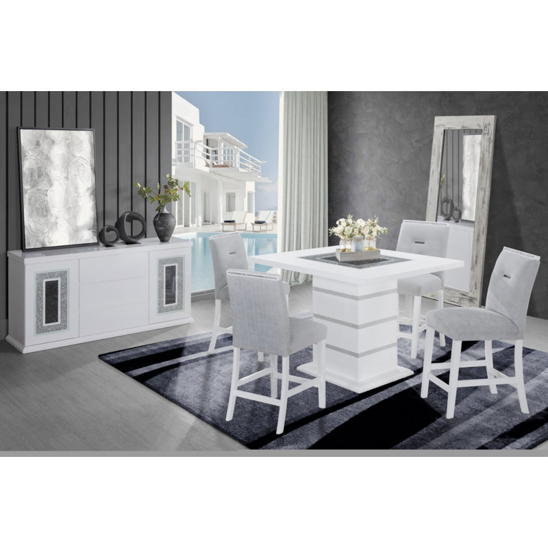 TABOURET ARIYA GRIS FONCÉ, Blanc, Gris