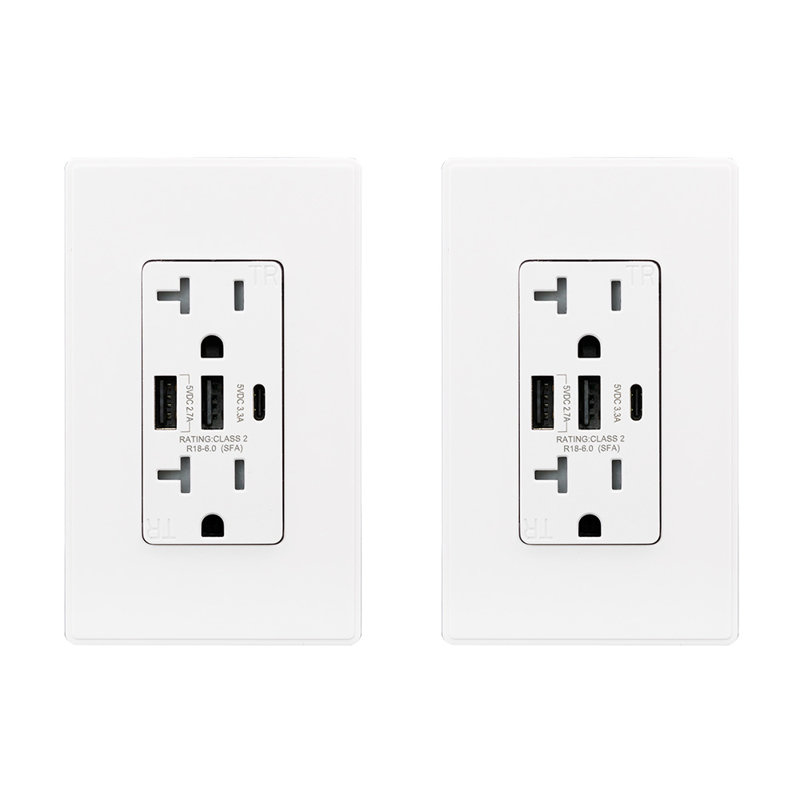 20 -Amp Standard Tamper Resistant Duplex Outlet, 2, White