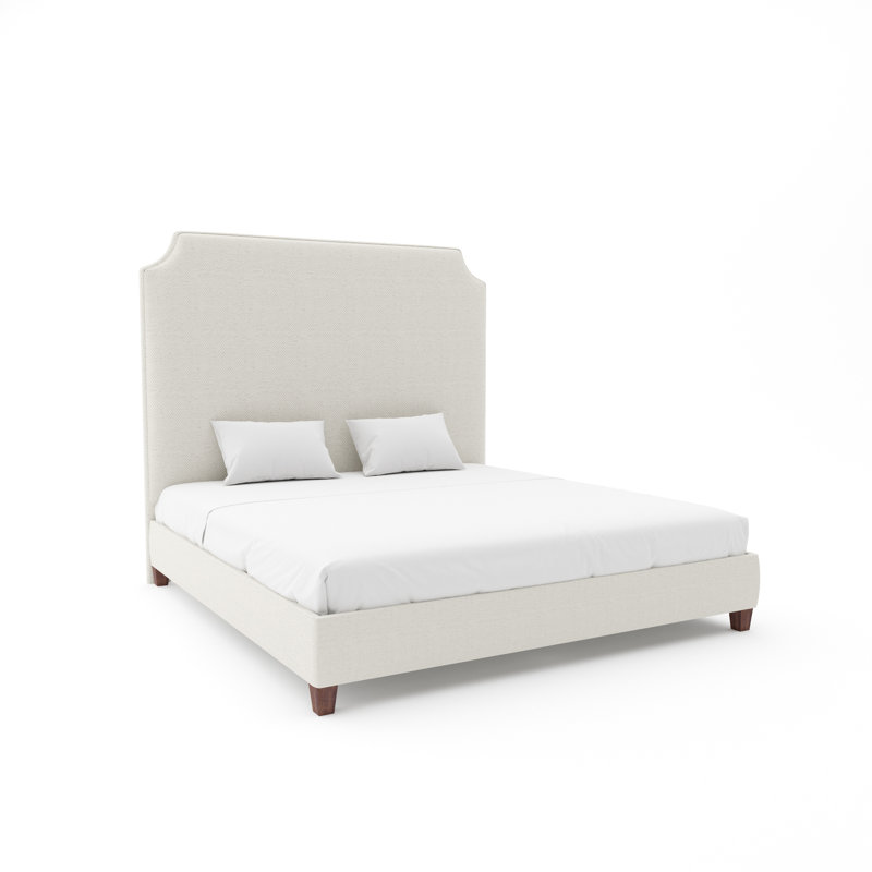 Caldwell Custom Upholstered Bed with 9" Rails, Queen, Maestro Ultra Performance Latte, Weathered