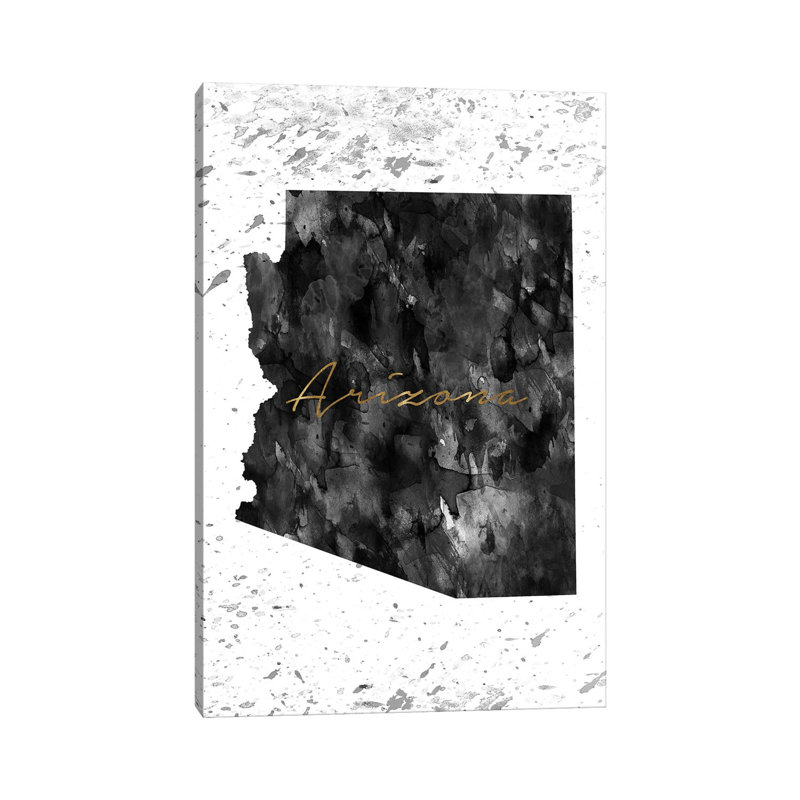 Arizona Black And White Gold by WallDecorAddict - Wrapped Canvas Gallery-Wrapped Canvas Giclée, 66.04 cm H x 45.72 cm W
