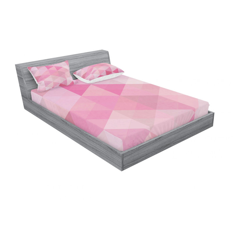 Microfiber Geometric Sheet Set, Queen Sheet Set with Fitted Sheet