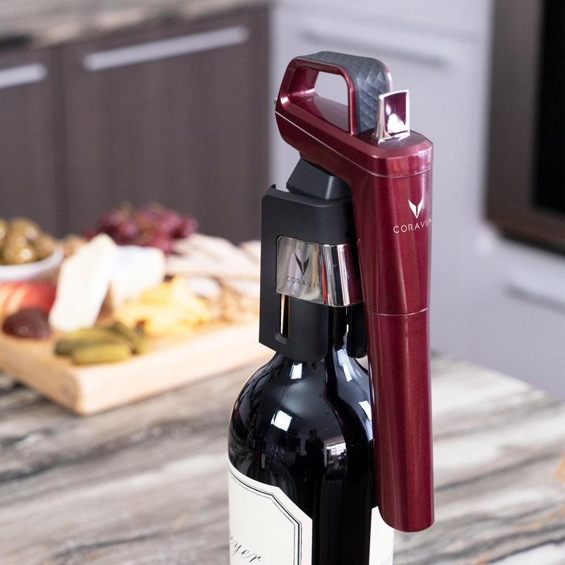 Timeless Coravin Model Six Wine Preserver and Opener Bundle, Burgundy