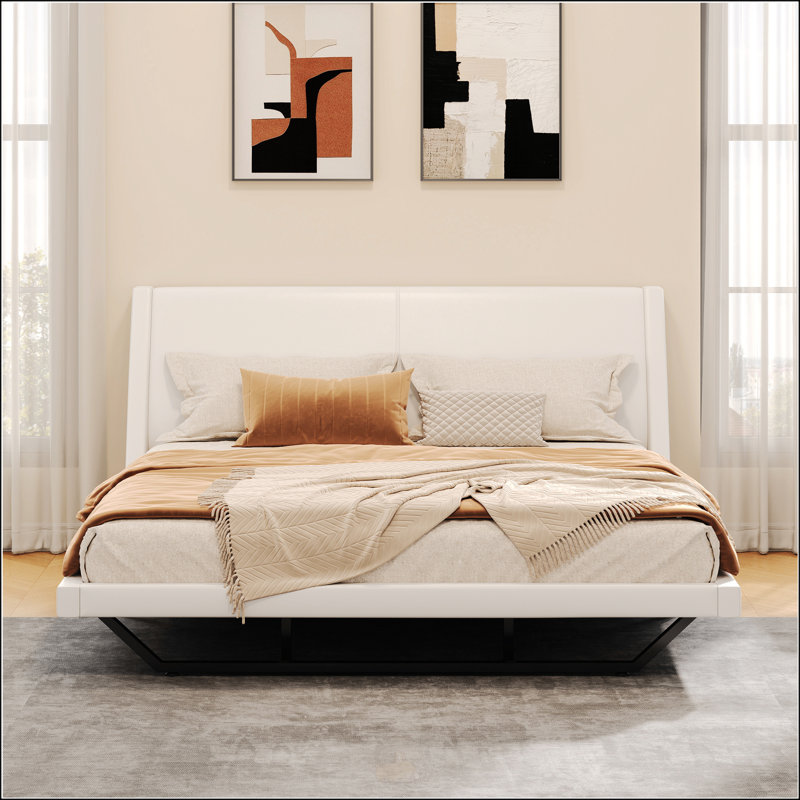 Base de lit tapissier grand, Blanc, Grand lit